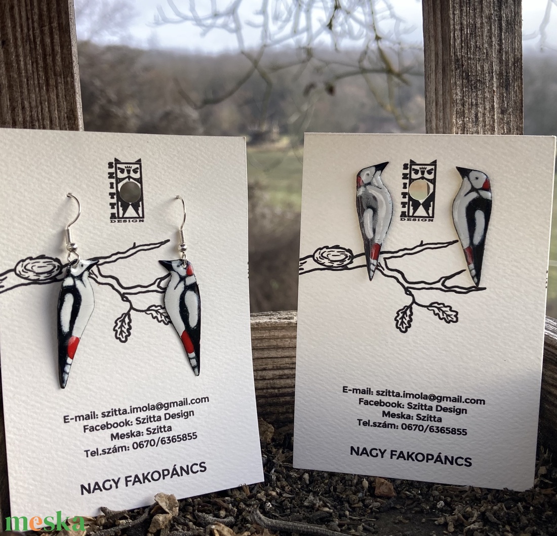 Nagy fakopáncs tűzzománc fülbevaló - ékszer - fülbevaló - lógó fülbevaló - Meska.hu
