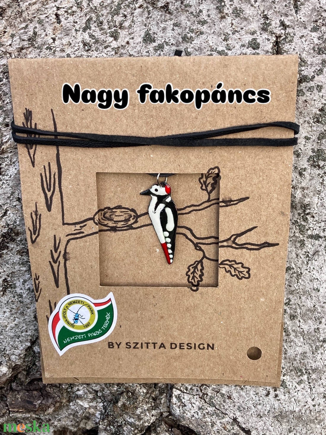 Nagy fakopáncs tűzzománc nyaklánc - ékszer - nyaklánc - medálos nyaklánc - Meska.hu