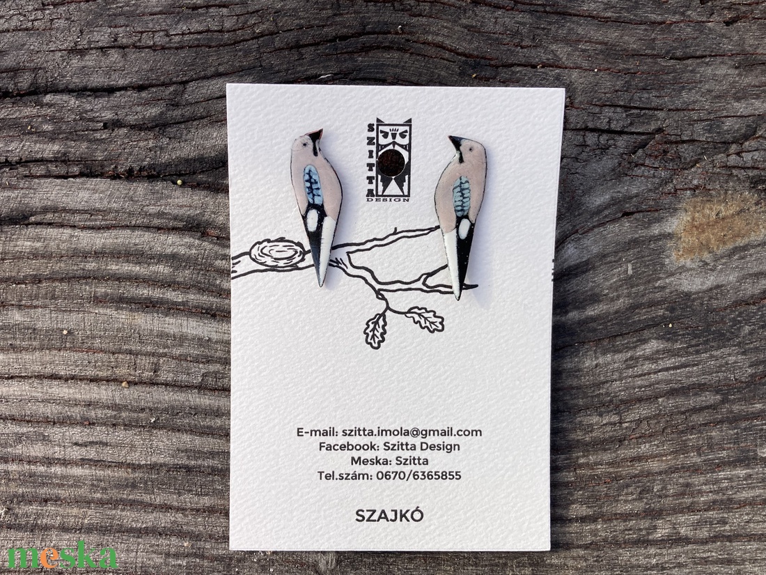 Szajkó tűzzománc fülbevaló - ékszer - fülbevaló - pötty fülbevaló - Meska.hu