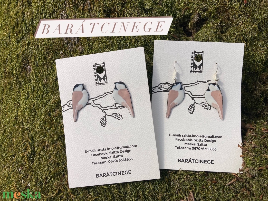 Barátcinege tűzzománc fülbevaló - ékszer - fülbevaló - pötty fülbevaló - Meska.hu