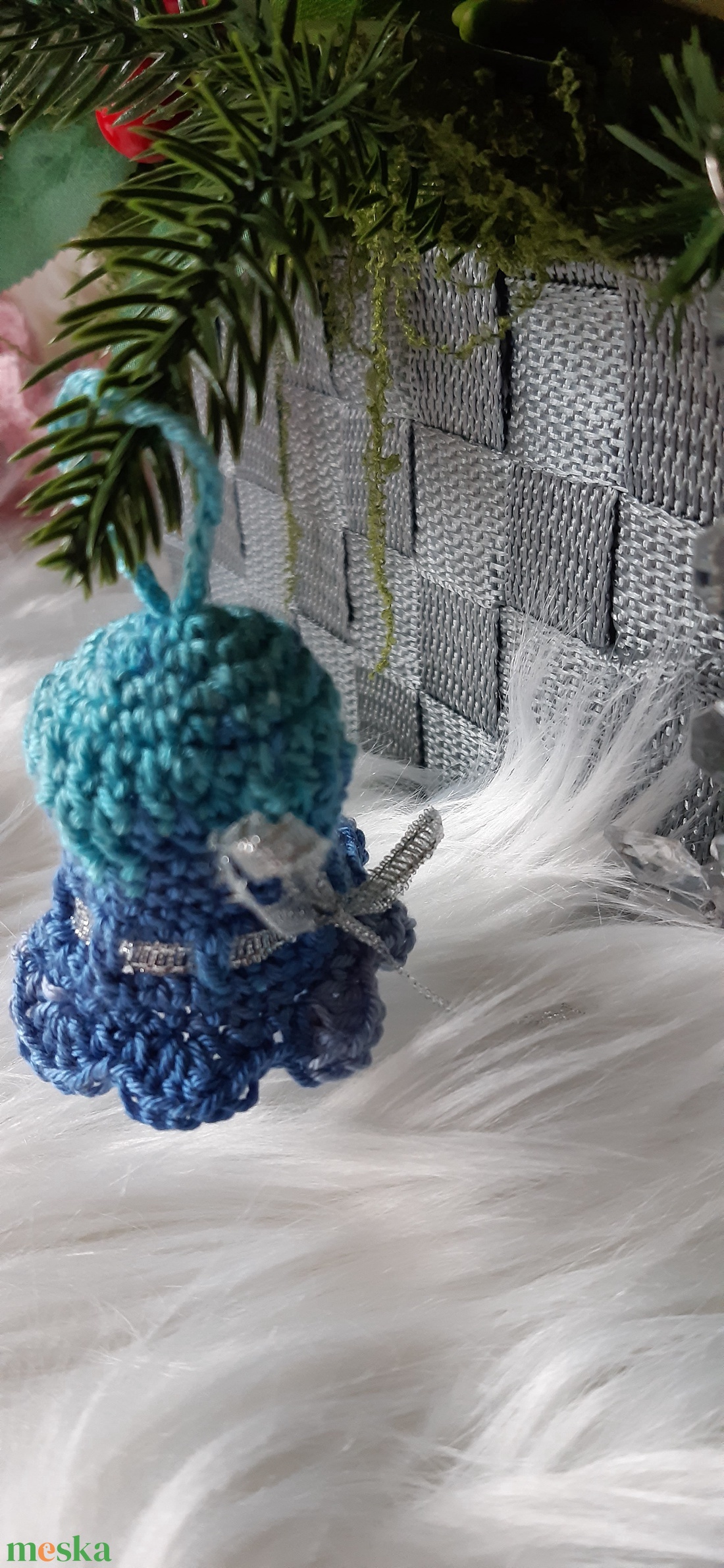 3 db Horgolt karácsonyfadísz, harang - karácsony - karácsonyi lakásdekoráció - karácsonyfadíszek - Meska.hu