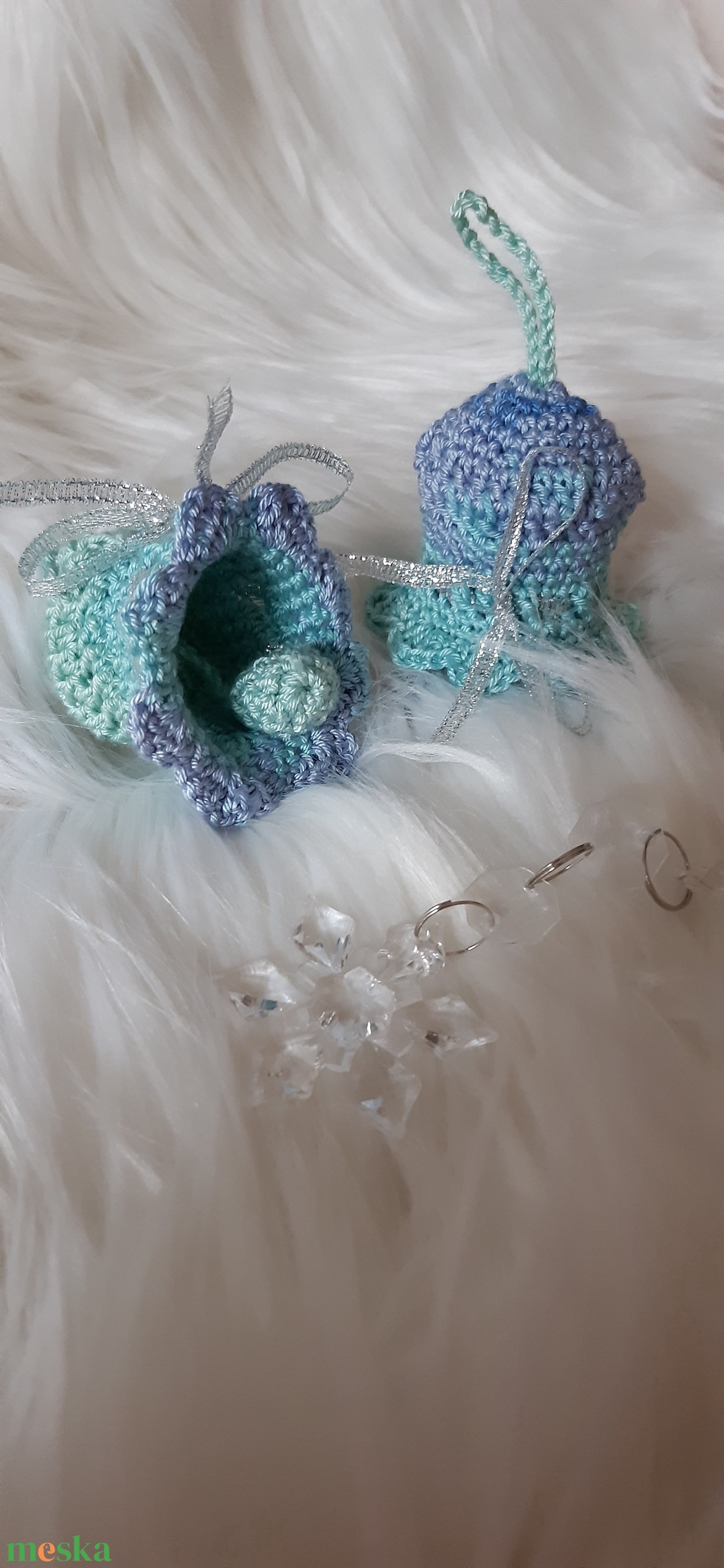 2 db Horgolt karácsonyfadísz, harang - karácsony - karácsonyi lakásdekoráció - karácsonyfadíszek - Meska.hu