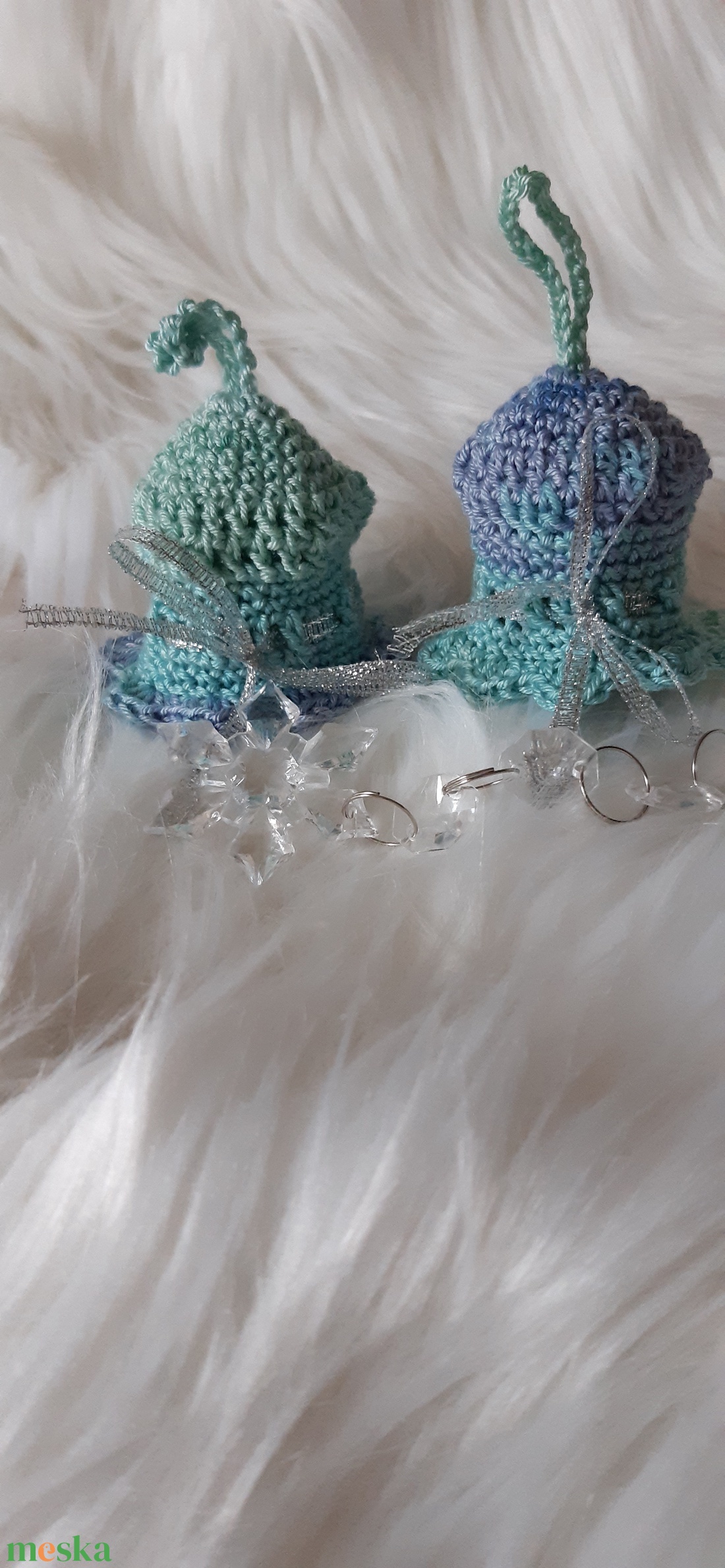 2 db Horgolt karácsonyfadísz, harang - karácsony - karácsonyi lakásdekoráció - karácsonyfadíszek - Meska.hu