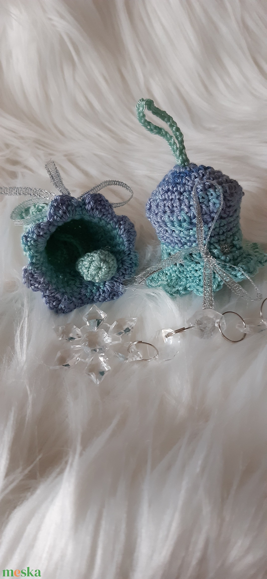 2 db Horgolt karácsonyfadísz, harang - karácsony - karácsonyi lakásdekoráció - karácsonyfadíszek - Meska.hu