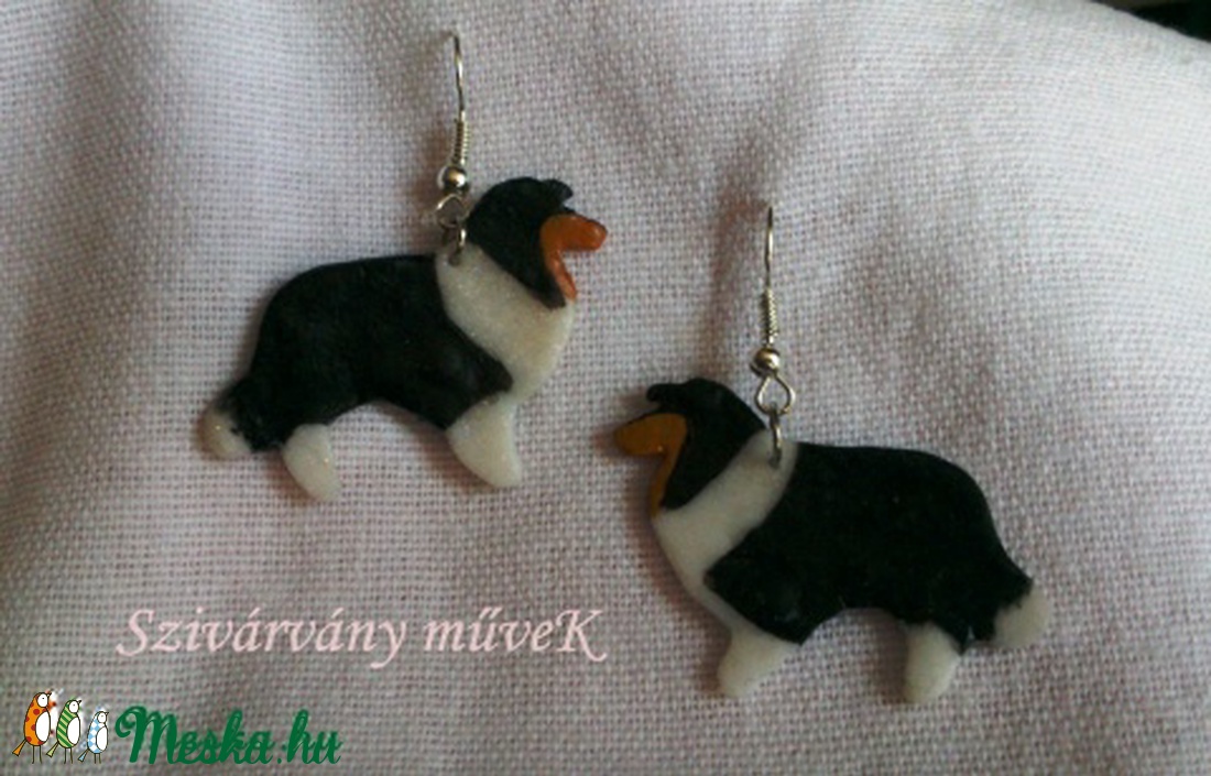 Tricolor skót juhászkutya fülbevaló -  - Meska.hu