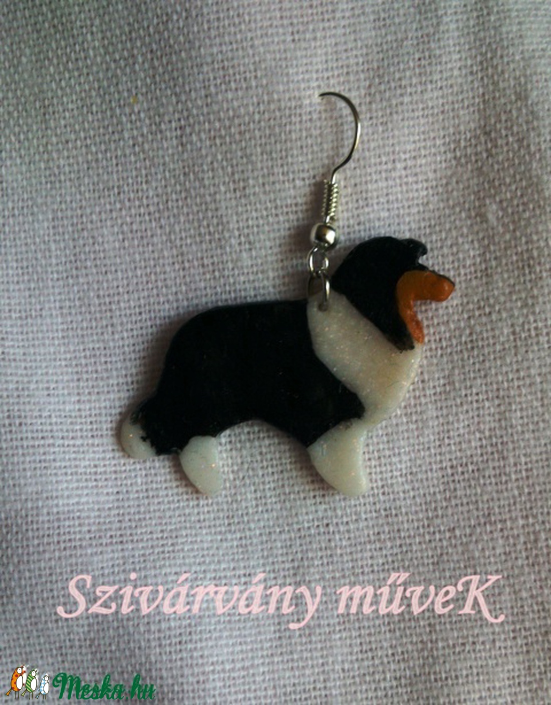 Tricolor skót juhászkutya fülbevaló -  - Meska.hu