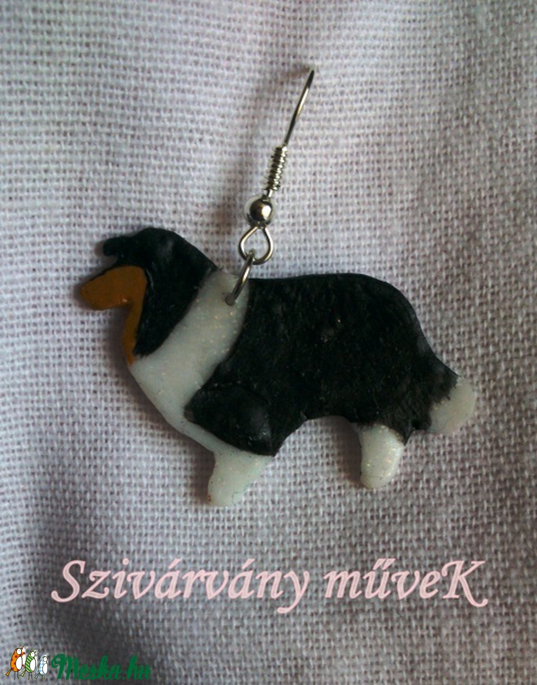 Tricolor skót juhászkutya fülbevaló -  - Meska.hu