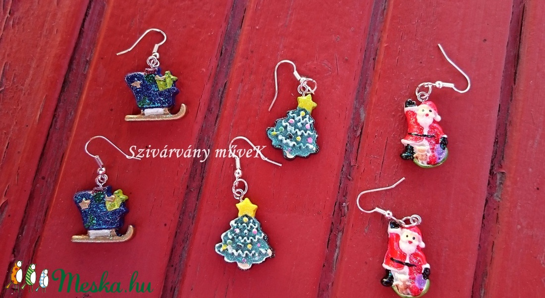 Mikulás szán, fülbevalón -  - Meska.hu Mikulás szán, fülbevalón -  - Meska.hu