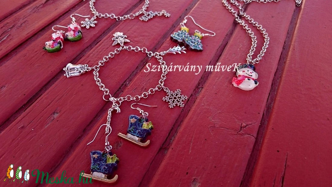 Mikulás szán, fülbevalón -  - Meska.hu Mikulás szán, fülbevalón -  - Meska.hu