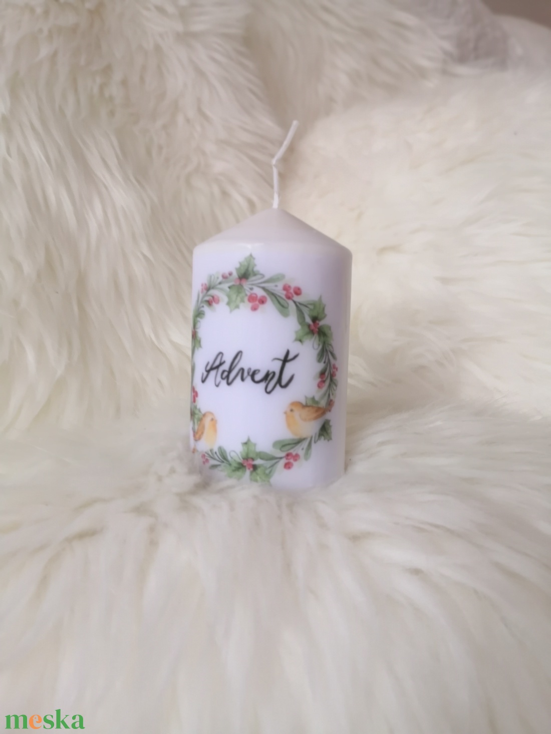 'Advent' kis dekorgyertya - karácsony - adventi díszek - adventi gyertyadíszek és koszorúdíszek - Meska.hu