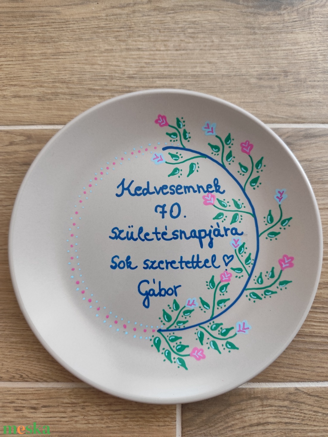 Pöttyös-virgos minta vlasztható szöveggel - otthon & életmód - konyhafelszerelés, tálalás - tálalás - tányér & étkészlet - Meska.hu