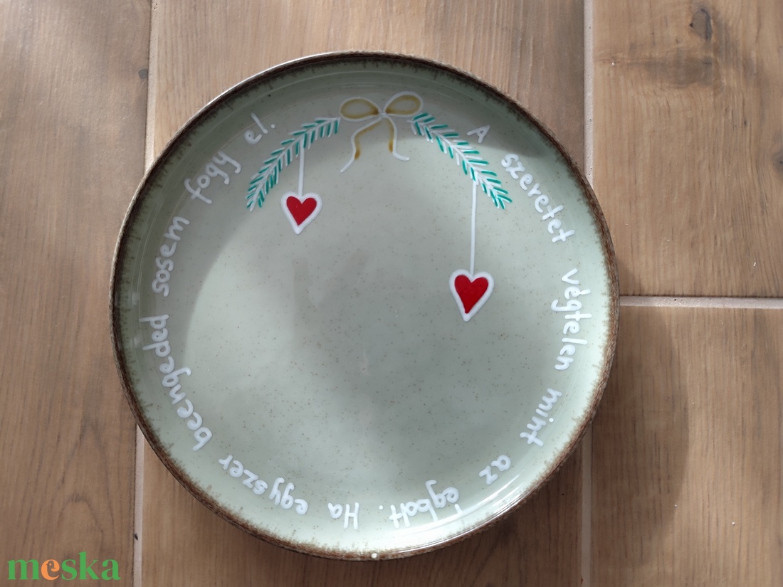 Karácsonyi mintás tányér választható szöveggel - otthon & életmód - konyhafelszerelés, tálalás - tálalás - tányér & étkészlet - Meska.hu