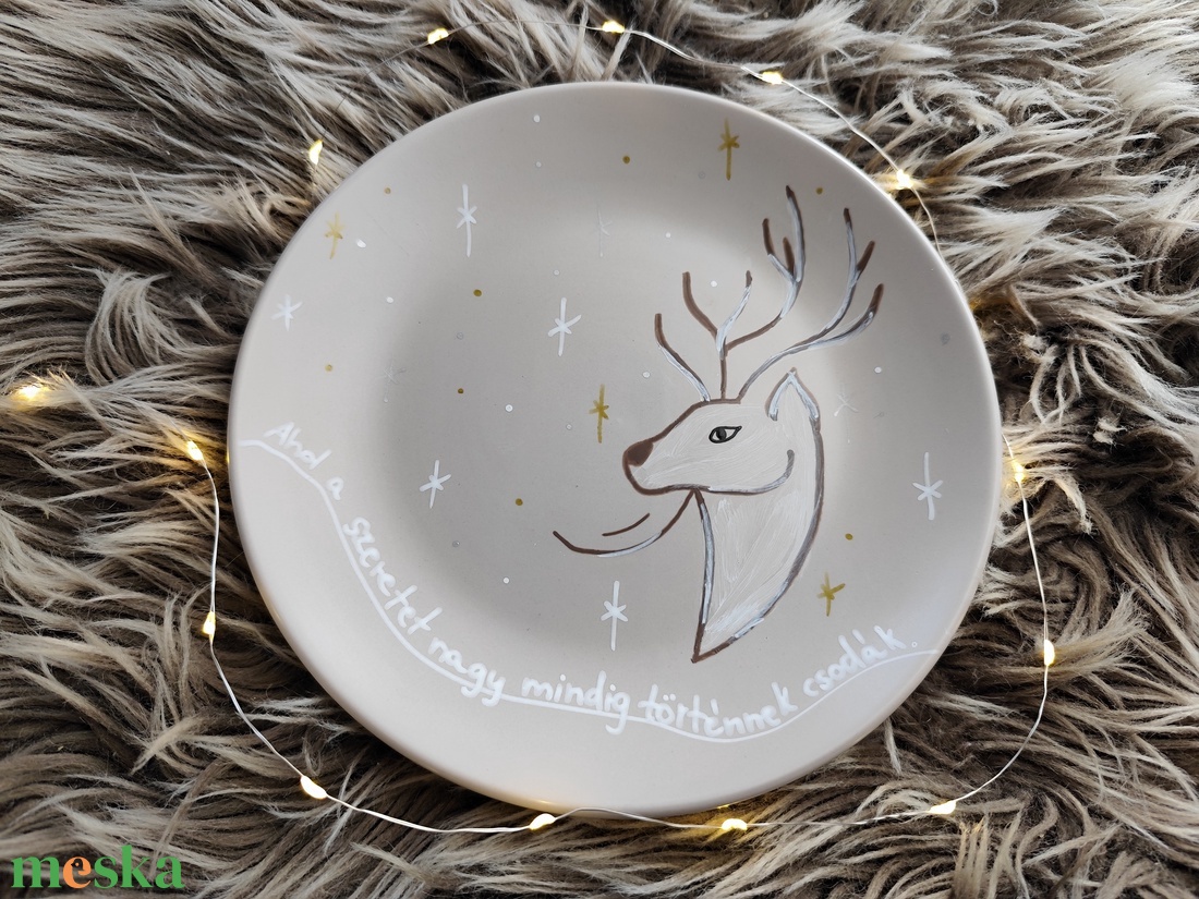 Karácsonyi szarvasos tányér - otthon & életmód - konyhafelszerelés, tálalás - tálalás - tányér & étkészlet - Meska.hu