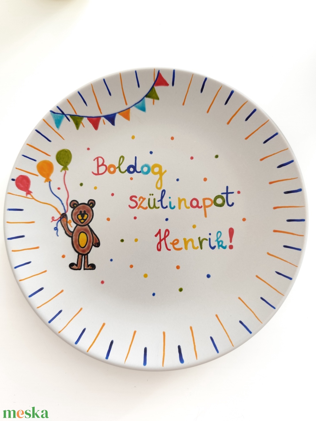 Boldog szülinapot! Kézzel festett tányér - otthon & életmód - konyhafelszerelés, tálalás - tálalás - tányér & étkészlet - Meska.hu