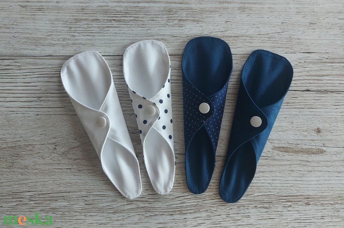 Tisztasági betét,intim betét,tanga betét,fehér,sötétkék és pöttyös  pamutvászonból,NoWaste - szépségápolás - intim higiénia - tisztasági betét - Meska.hu