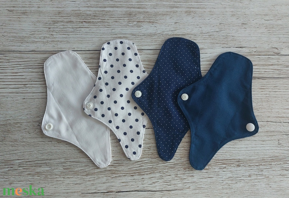 Tisztasági betét,intim betét,tanga betét,fehér,sötétkék és pöttyös  pamutvászonból,NoWaste - szépségápolás - intim higiénia - tisztasági betét - Meska.hu