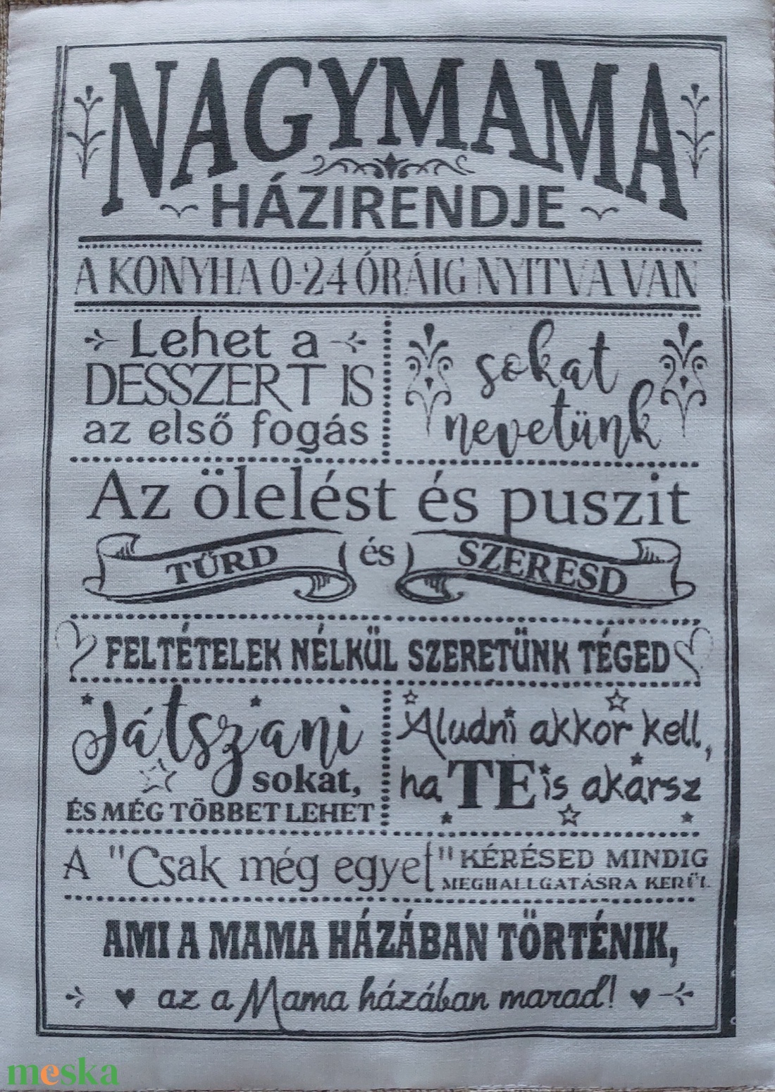 Bézs keretben textilkép,horgolt csipkével díszítve,transzfer felirattal, Vintage stílusban - otthon & életmód - dekoráció - kép & falikép - vászonkép - Meska.hu
