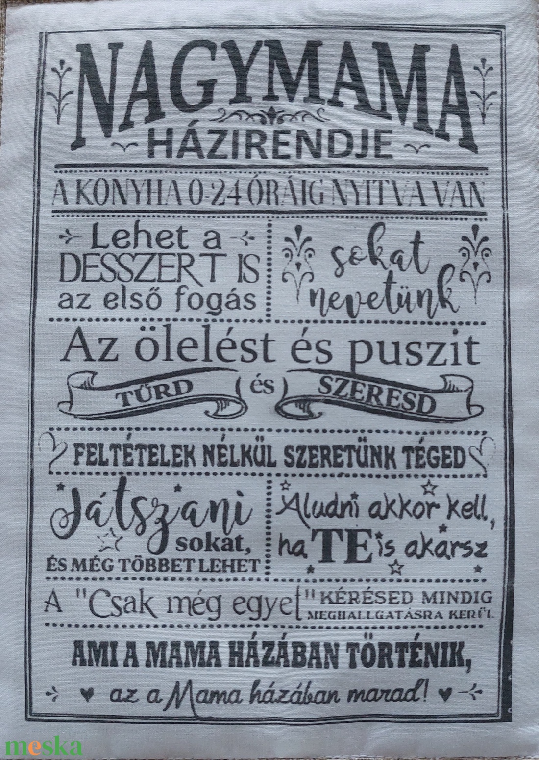 Bézs keretben textilkép,horgolt csipkével díszítve,transzfer felirattal, Vintage stílusban - otthon & lakás - dekoráció - kép & falikép - vászonkép - Meska.hu