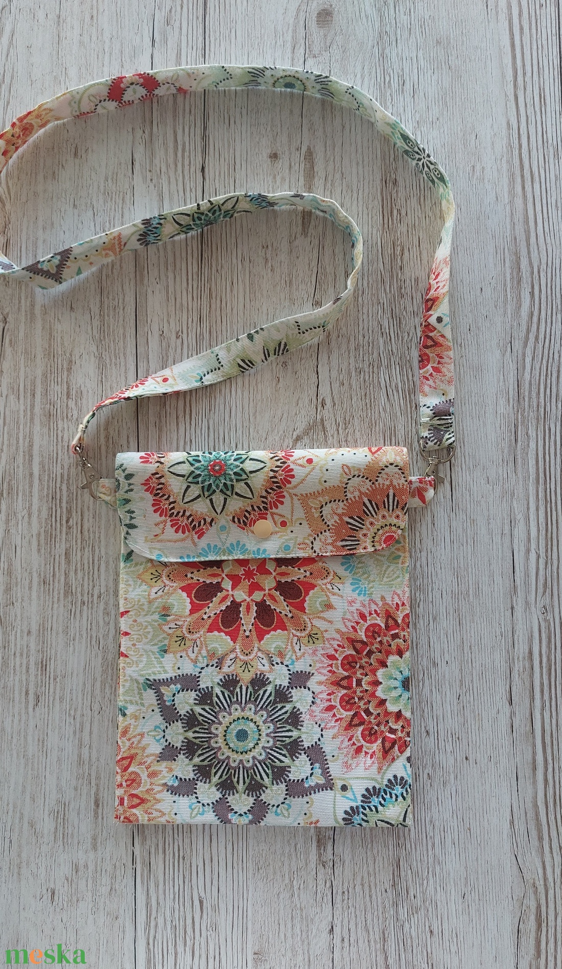 Crossbody, fesztiváltáska, mandala mintás lonetta vászonból  - táska & tok - hátizsák - tornazsák, gymbag - Meska.hu
