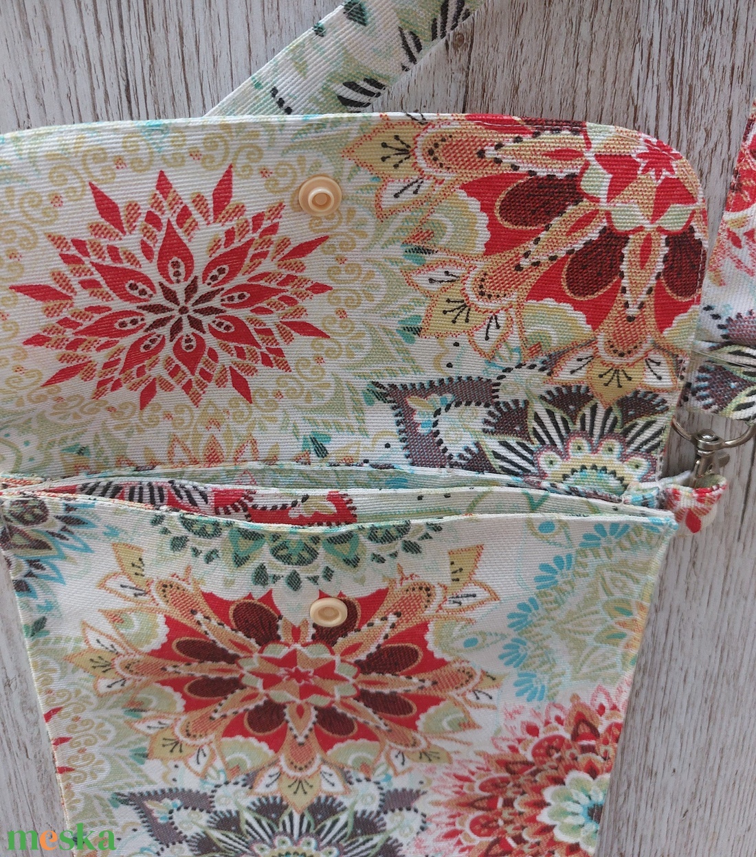 Crossbody, fesztiváltáska, mandala mintás lonetta vászonból  - táska & tok - hátizsák - tornazsák, gymbag - Meska.hu