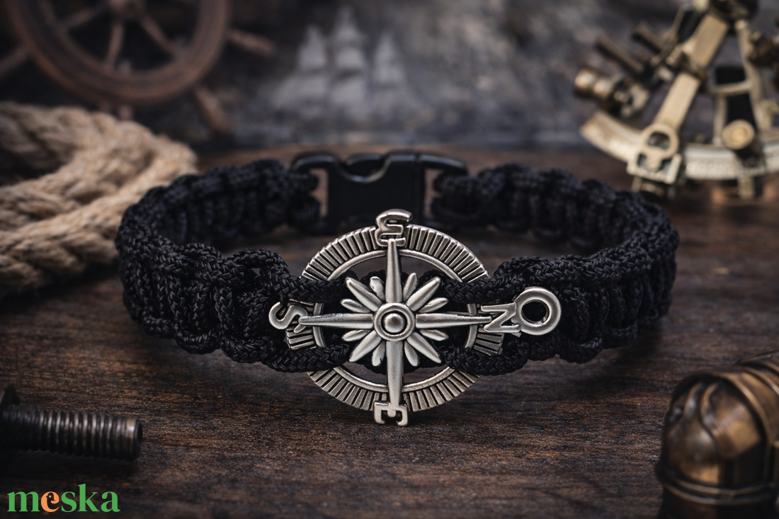 Iránytű - ékszer - karkötő - fonott karkötő - Meska.hu