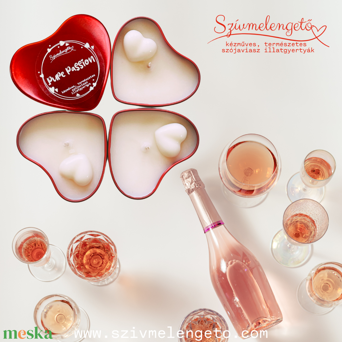 Prosecco Rosso gyümölcsös pezsgő illatú szójagyertya - otthon & életmód - gyertya, illat, aroma - gyertya - Meska.hu