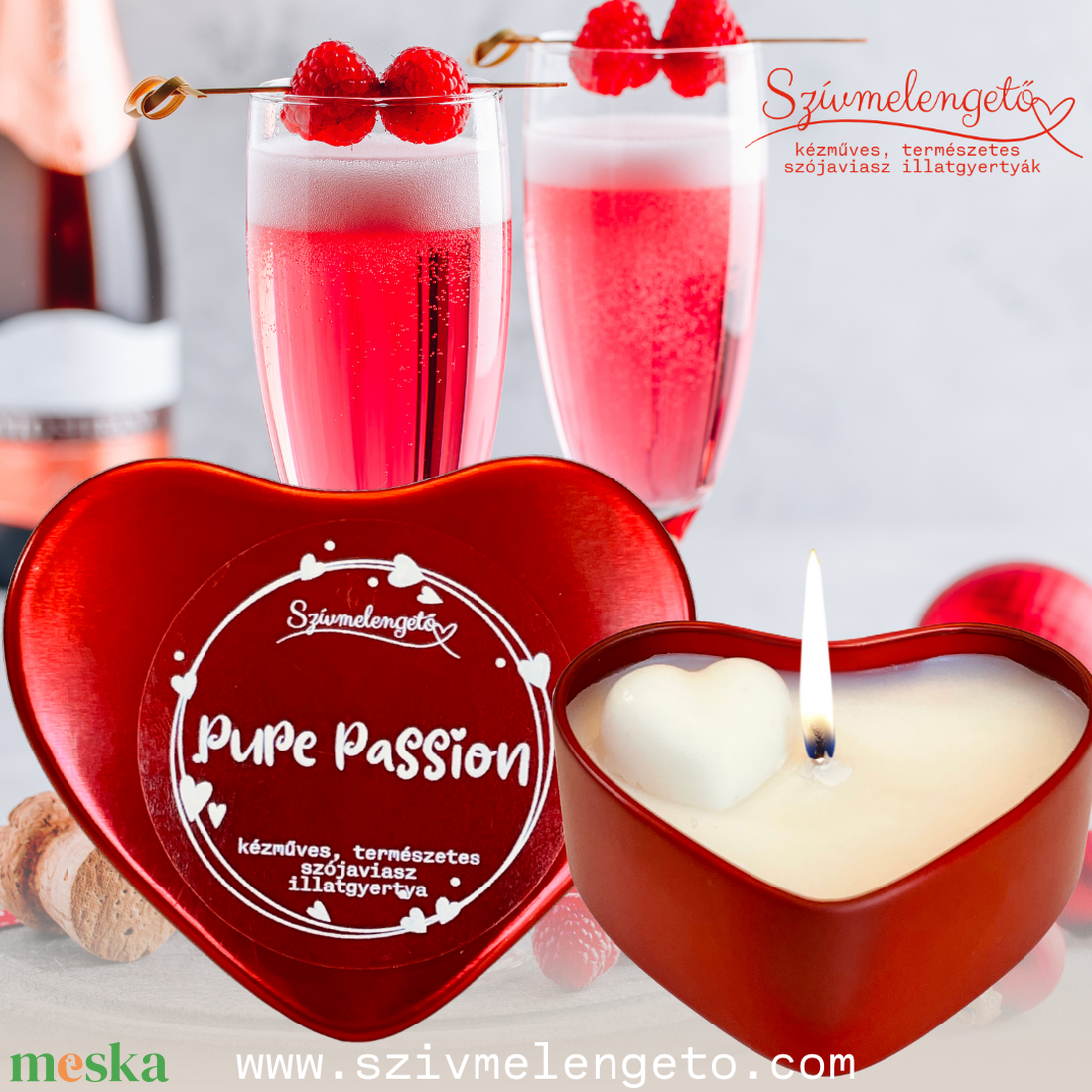 Prosecco Rosso gyümölcsös pezsgő illatú szójagyertya - otthon & életmód - gyertya, illat, aroma - gyertya - Meska.hu