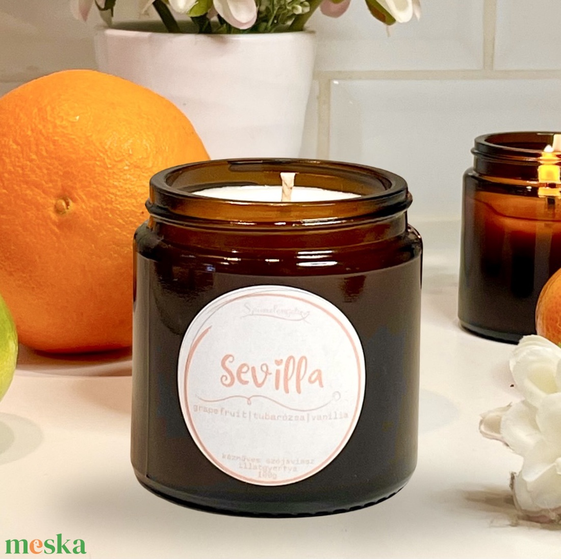 Sevilla - pink grapefruit és fehér virágszirmok illatú szójagyertya - otthon & életmód - gyertya, illat, aroma - gyertya - Meska.hu Sevilla - pink grapefruit és fehér virágszirmok illatú szójagyertya - otthon & életmód - gyertya, illat, aroma - gyertya - Meska.hu