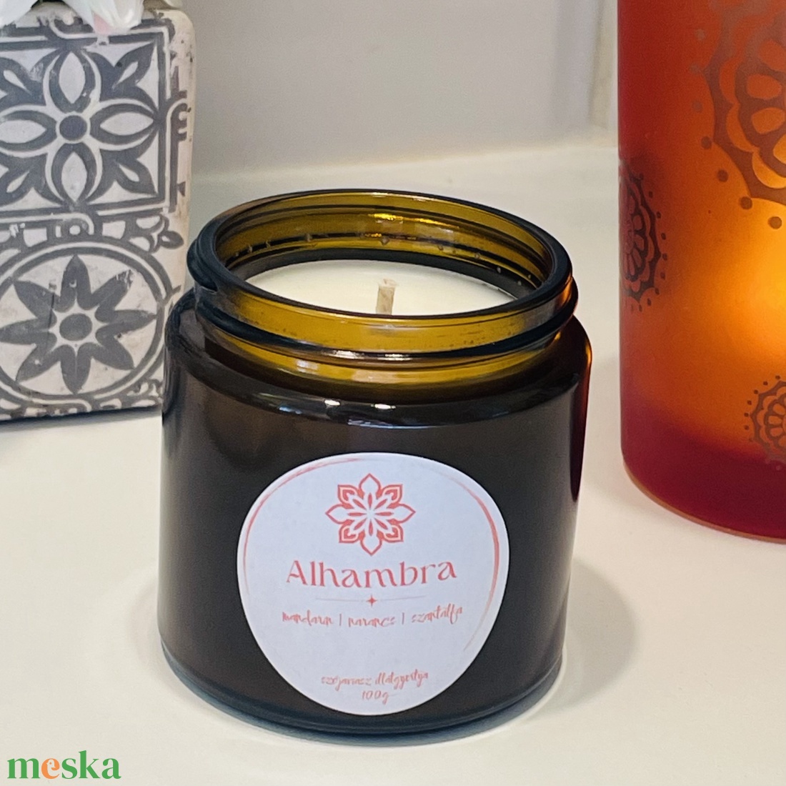 Alhambra - mandarin, szantálfa illatú szójagyertya - otthon & életmód - gyertya, illat, aroma - gyertya - Meska.hu