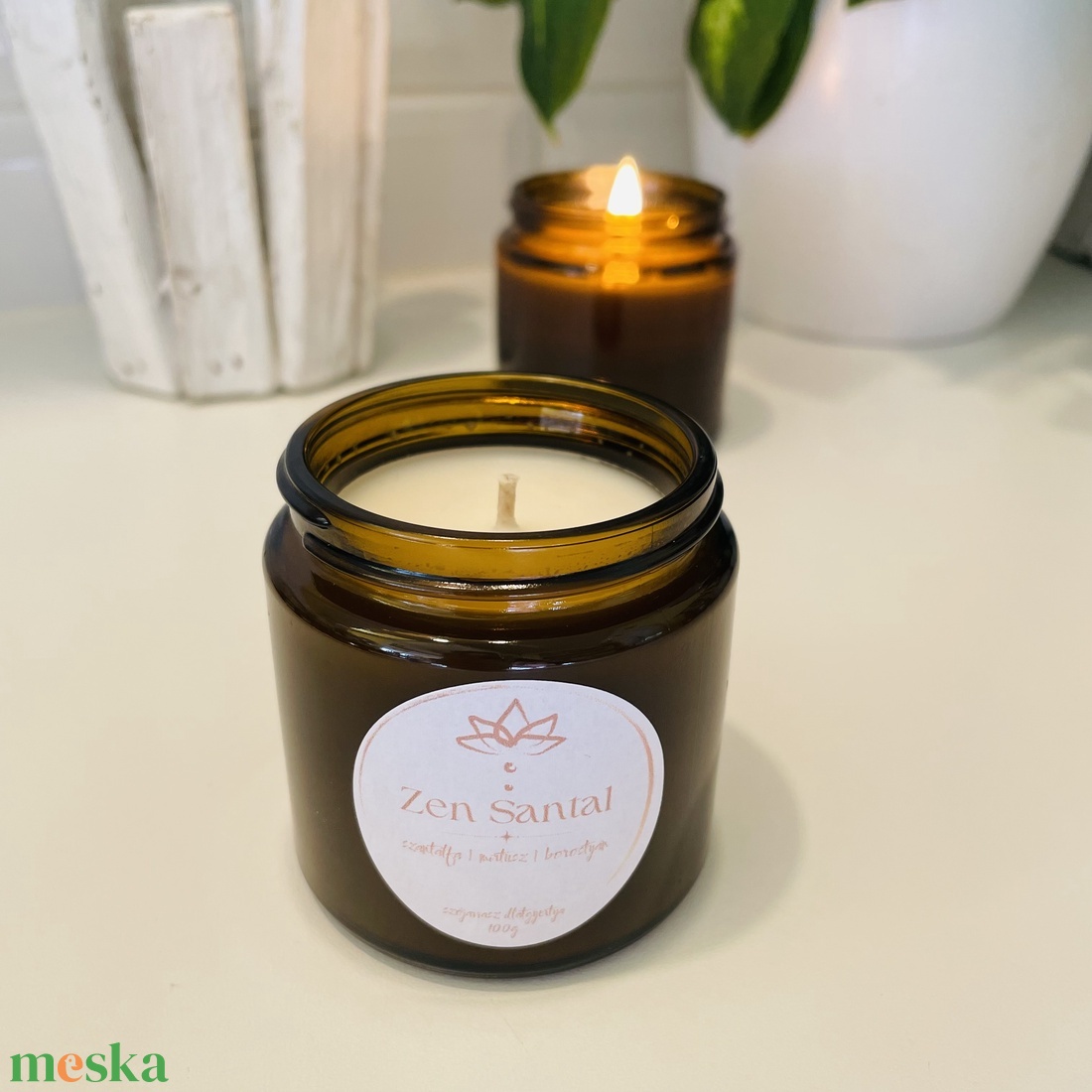 Zen Santal - szantálfa, keleties füstőlő illatú szójagyertya - otthon & életmód - gyertya, illat, aroma - gyertya - Meska.hu