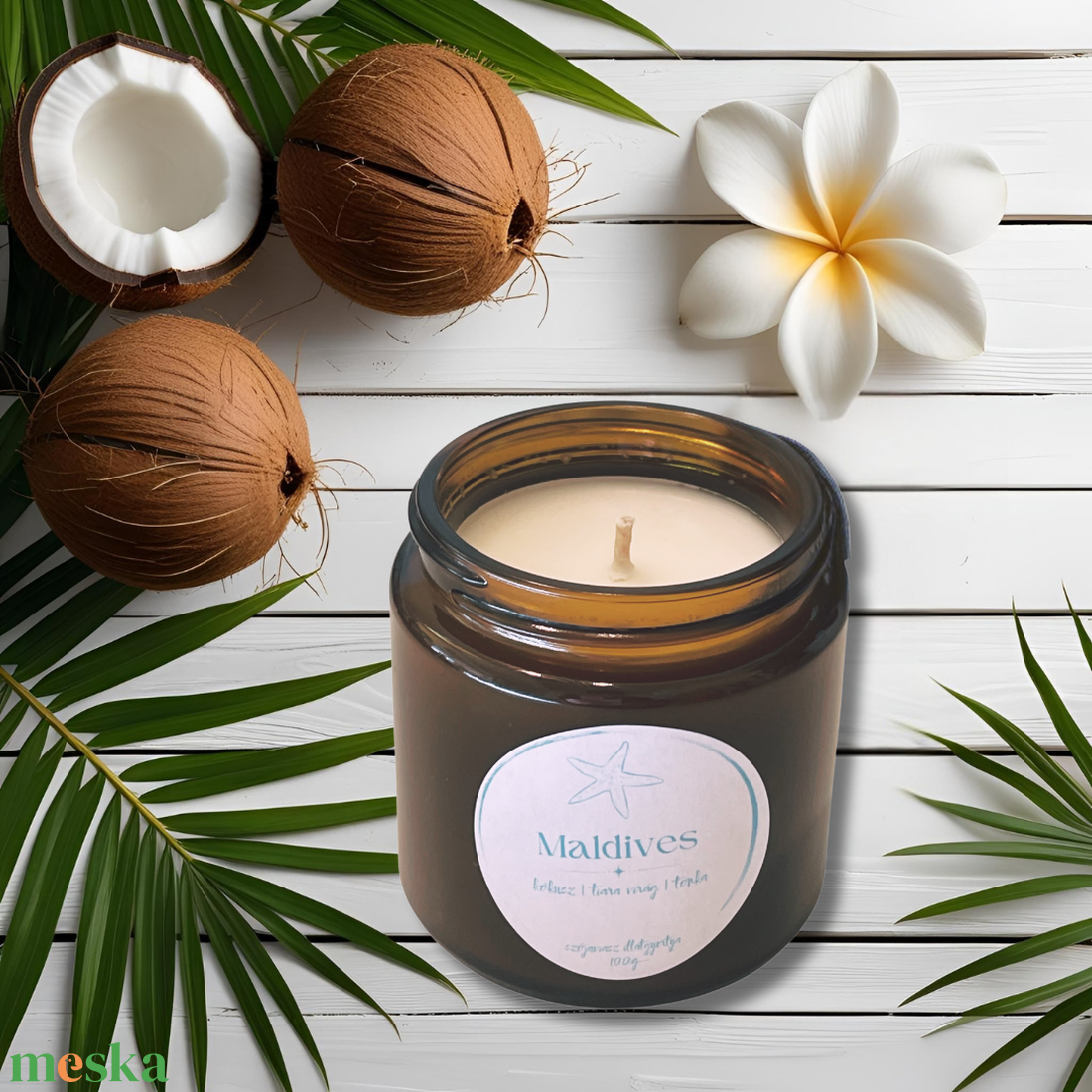 Maldives - kókusz és virág illatú szójagyertya - otthon & életmód - gyertya, illat, aroma - gyertya - Meska.hu
