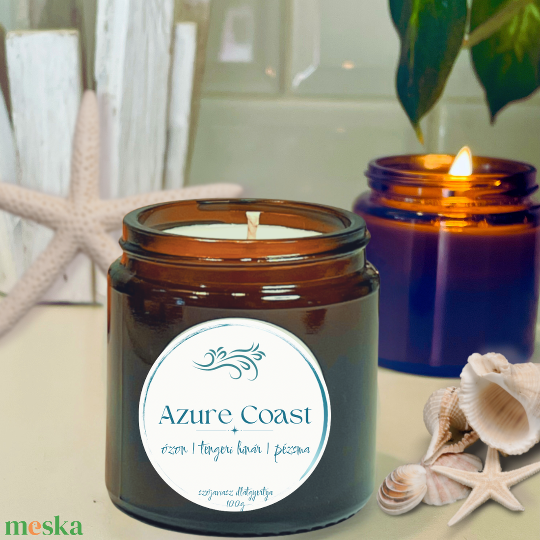 Azure Coast  - tengerillatú szójagyertya - otthon & életmód - gyertya, illat, aroma - gyertya - Meska.hu