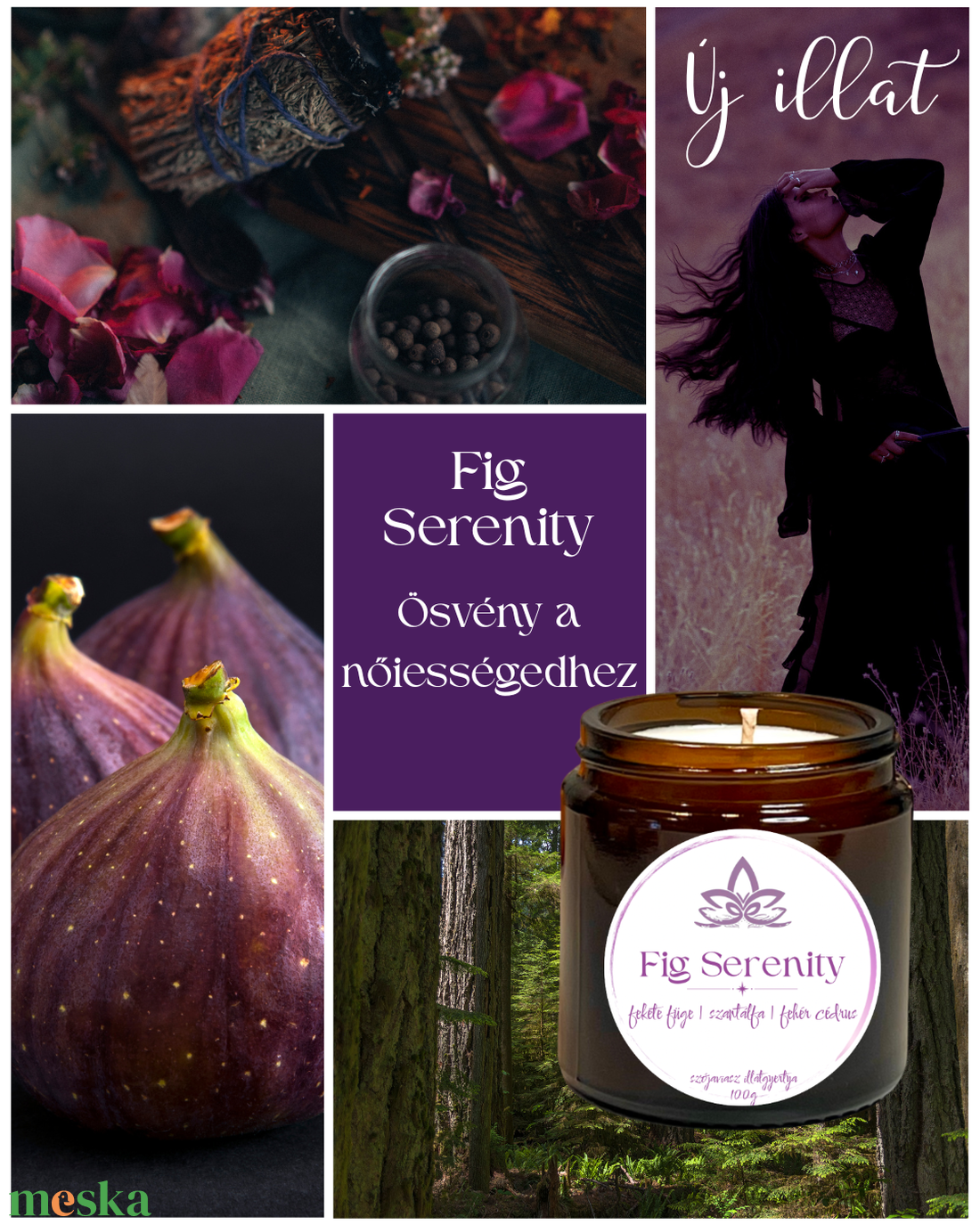 Fig Serenity - füge-szantál illatú szójagyertya - otthon & életmód - gyertya, illat, aroma - gyertya - Meska.hu