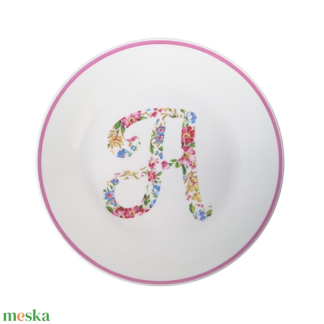 Monogramos tányér - rózsaszín - esküvő - dekoráció - tálalás - Meska.hu