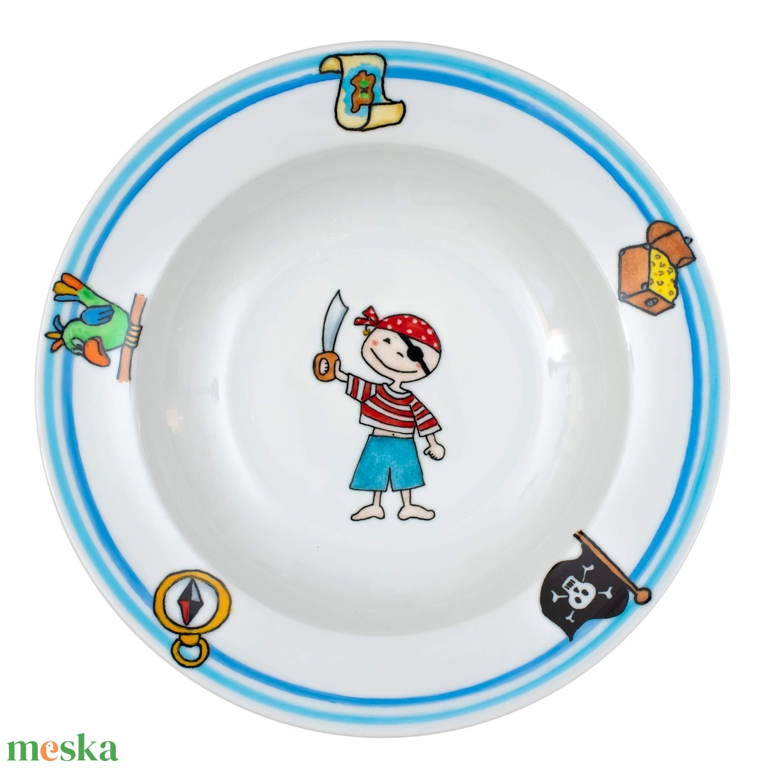 Kalózos étkészlet - otthon & életmód - konyhafelszerelés, tálalás - tálalás - tányér & étkészlet - Meska.hu