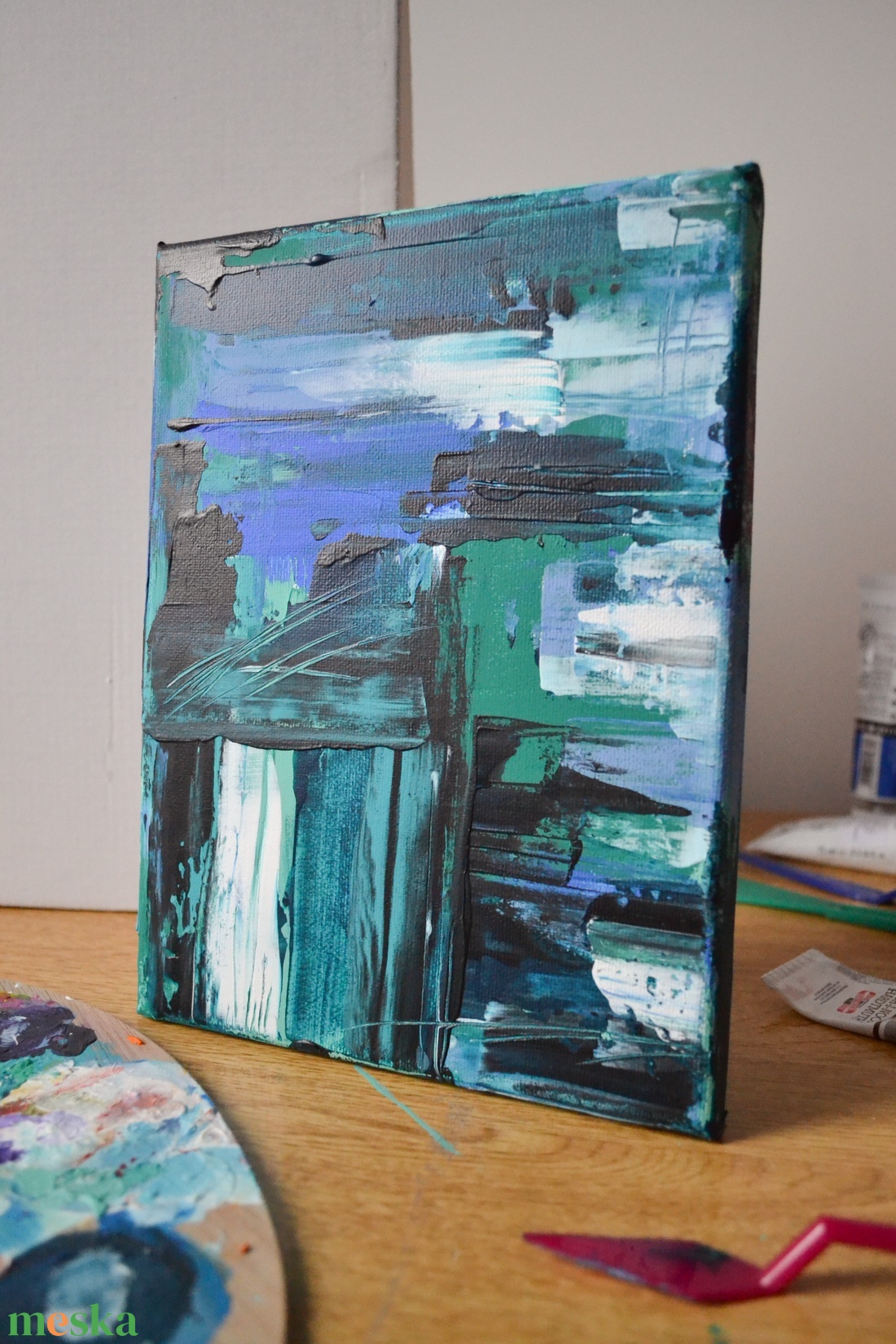 Tópart absztrakt festmény (18x24 cm, akril, vászon, különleges technika) + ingyen posta - művészet - festmény - akril - Meska.hu Tópart absztrakt festmény (18x24 cm, akril, vászon, különleges technika) + ingyen posta - művészet - festmény - akril - Meska.hu