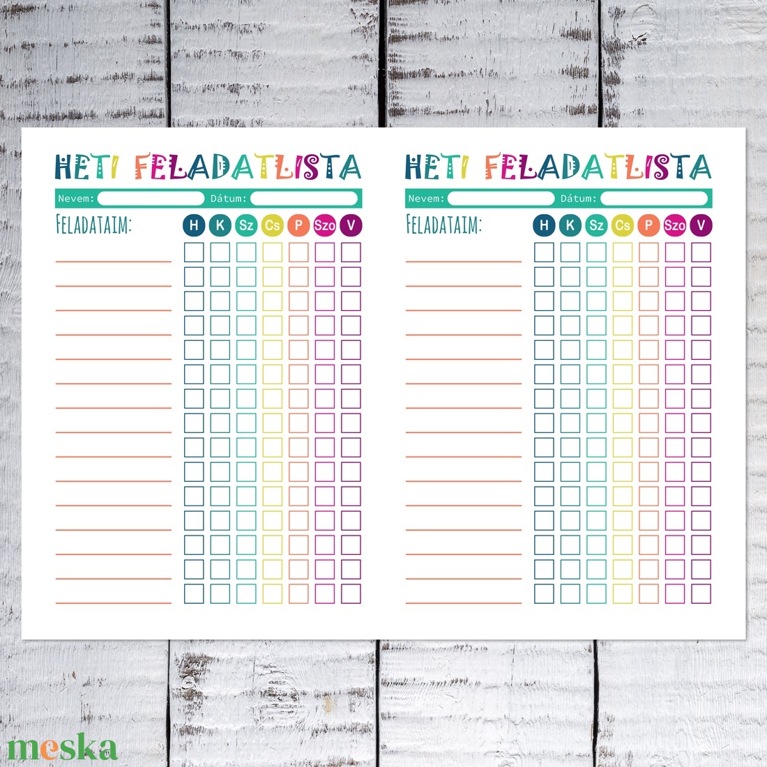 Napi és heti feladatlista, tervező, szivárványos színek (digitális termék vagy papírra nyomtatva) - otthon & életmód - papír, írószer - naptár & tervező - Meska.hu Napi és heti feladatlista, tervező, szivárványos színek (digitális termék vagy papírra nyomtatva) - otthon & életmód - papír, írószer - naptár & tervező - Meska.hu