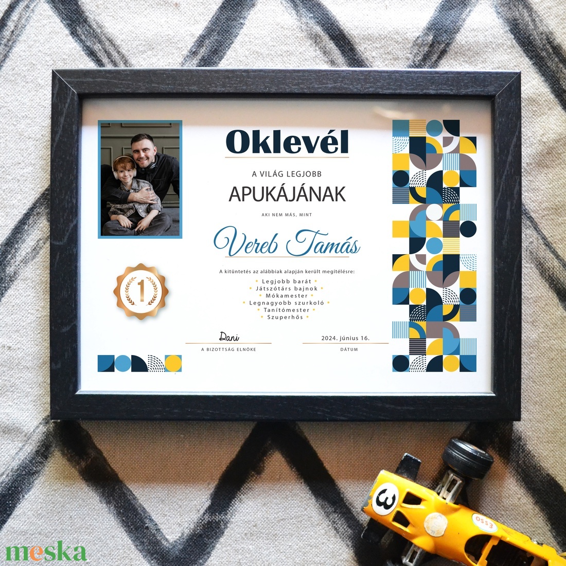 Oklevél a legjobb apának! Szerkeszthető apák napi grafika fotópapíron (A/4) ajándék geometriai mintával - művészet - grafika & illusztráció - digitális - Meska.hu Oklevél a legjobb apának! Szerkeszthető apák napi grafika fotópapíron (A/4) ajándék geometriai mintával - művészet - grafika & illusztráció - digitális - Meska.hu
