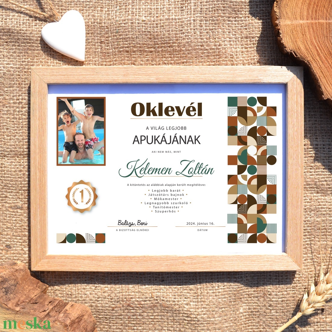 Oklevél a legjobb apának! Szerkeszthető apák napi grafika fotópapíron (A/4) ajándék geometriai mintával - művészet - grafika & illusztráció - digitális - Meska.hu Oklevél a legjobb apának! Szerkeszthető apák napi grafika fotópapíron (A/4) ajándék geometriai mintával - művészet - grafika & illusztráció - digitális - Meska.hu