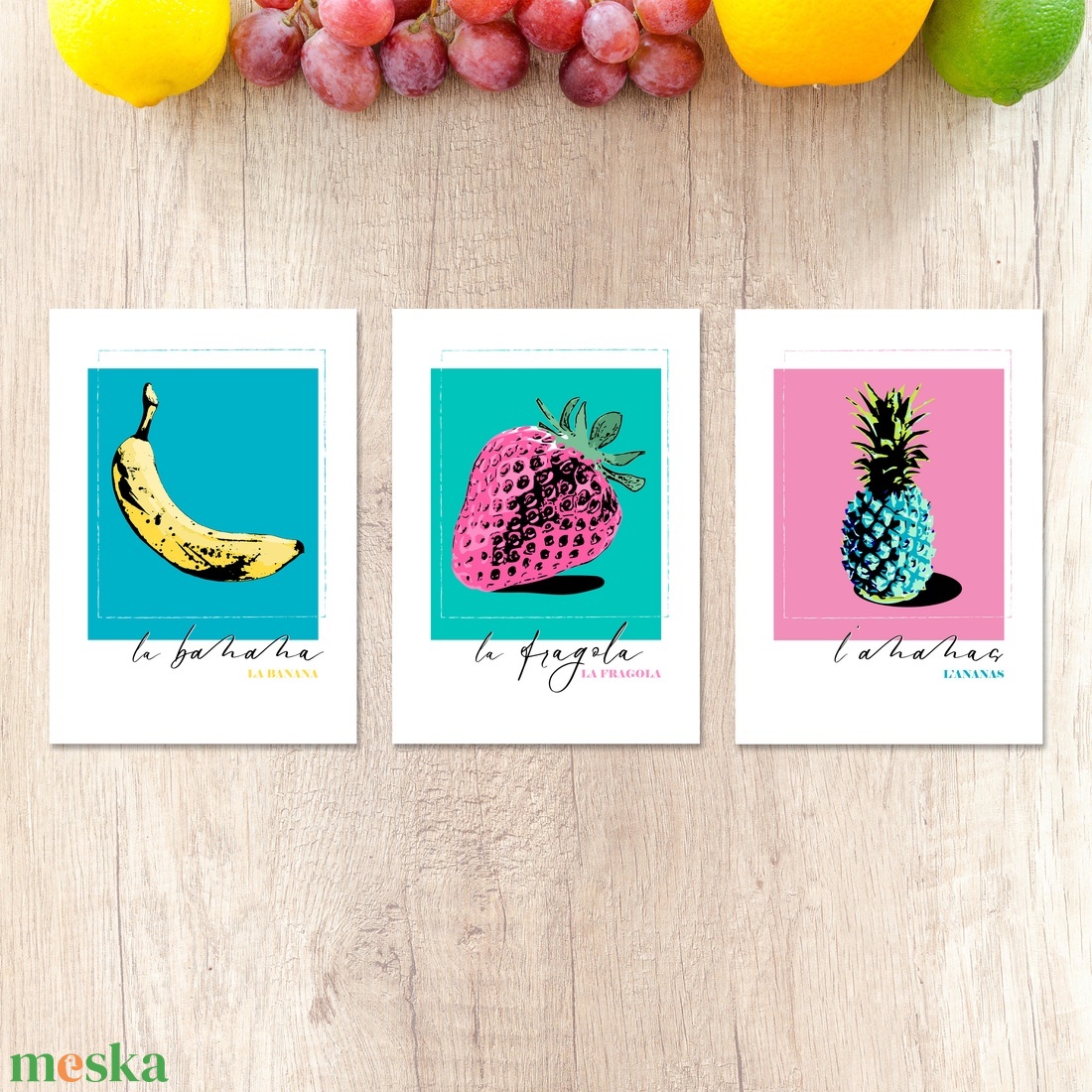 Vidám olasz banános dekorációs print fotópapíron vagy keretezve (A/4) színes pop-art konyhai dekor - otthon & életmód - konyhafelszerelés, tálalás - konyhai dekoráció - konyhai dísz - Meska.hu