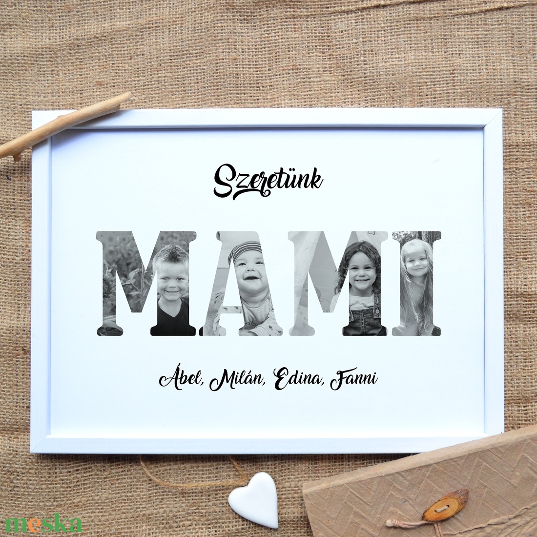 Szeretünk MAMA! Szerkeszthető ajándék mamának, fekete-fehér grafika saját fotókkal (digitálisan vagy fotópapíron) - művészet - grafika & illusztráció - digitális - Meska.hu