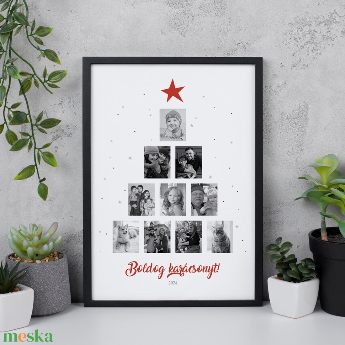 Karácsonyfás dekor grafika családi fotókkal A/4-es méretben (digitális kép vagy fotópapírra nyomtatva) - karácsony - karácsonyi ajándékozás - karácsonyi képeslap, üdvözlőlap, ajándékkísérő - Meska.hu