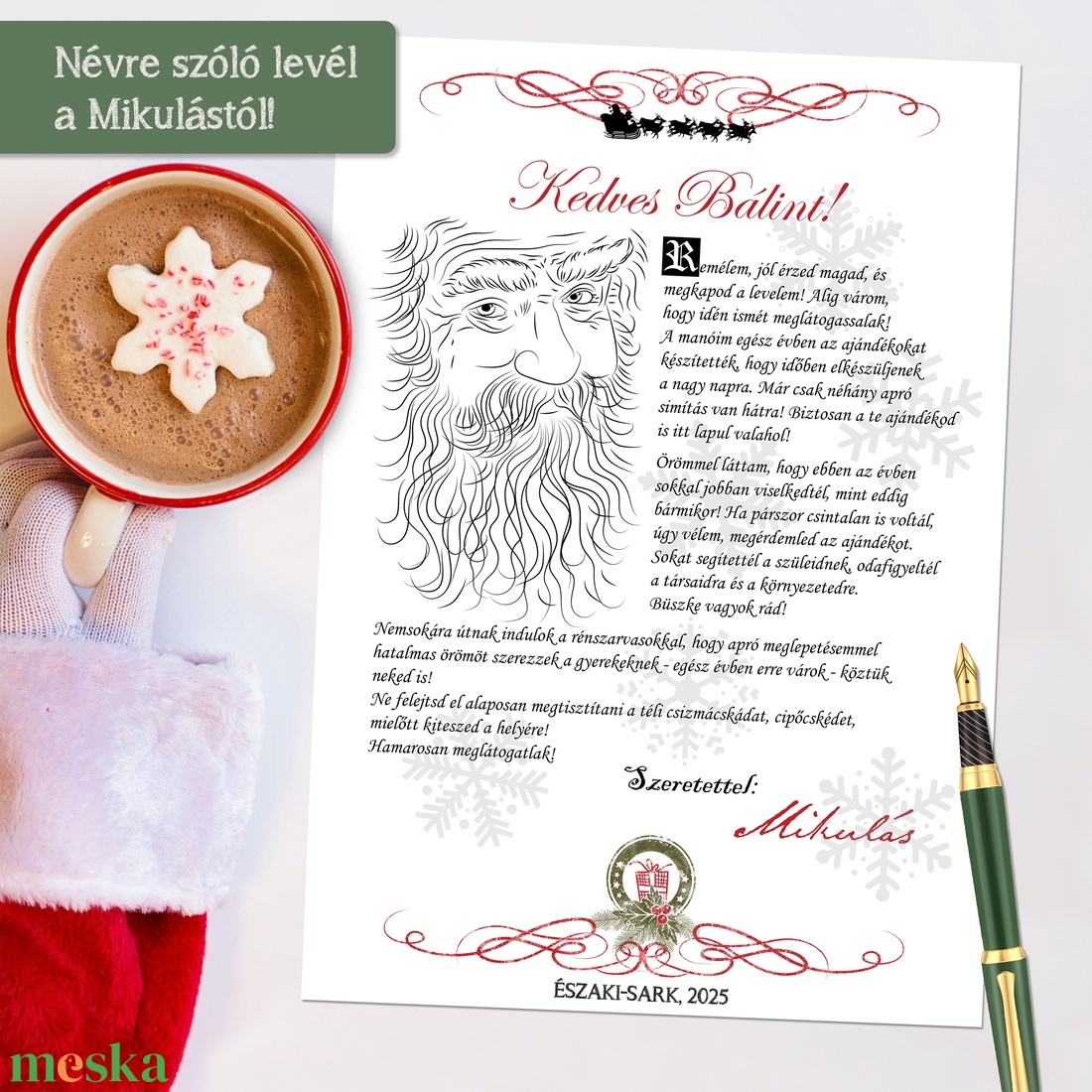 Névre szóló levél a Mikulástól (digitális kép vagy levélpapírra nyomtatva A/4-es méretben) - karácsony - mikulás - mikulás ajándékok - Meska.hu