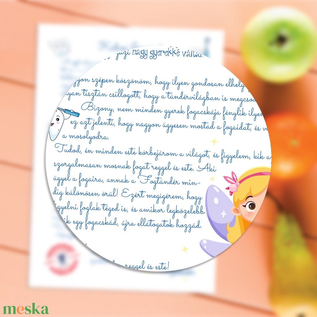 Fogtündér levél gyerekeknek  névre szóló, digitális, nyomtatható üzenet az első kiesett fog után - szépségápolás - fogápolás - Meska.hu