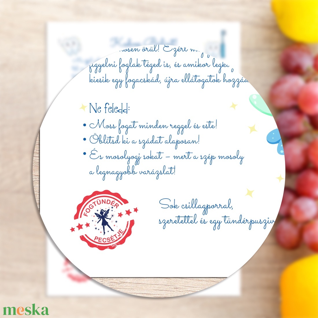 Fogtündér levél gyerekeknek  névre szóló, digitális, nyomtatható üzenet az első kiesett fog után - szépségápolás - fogápolás - Meska.hu