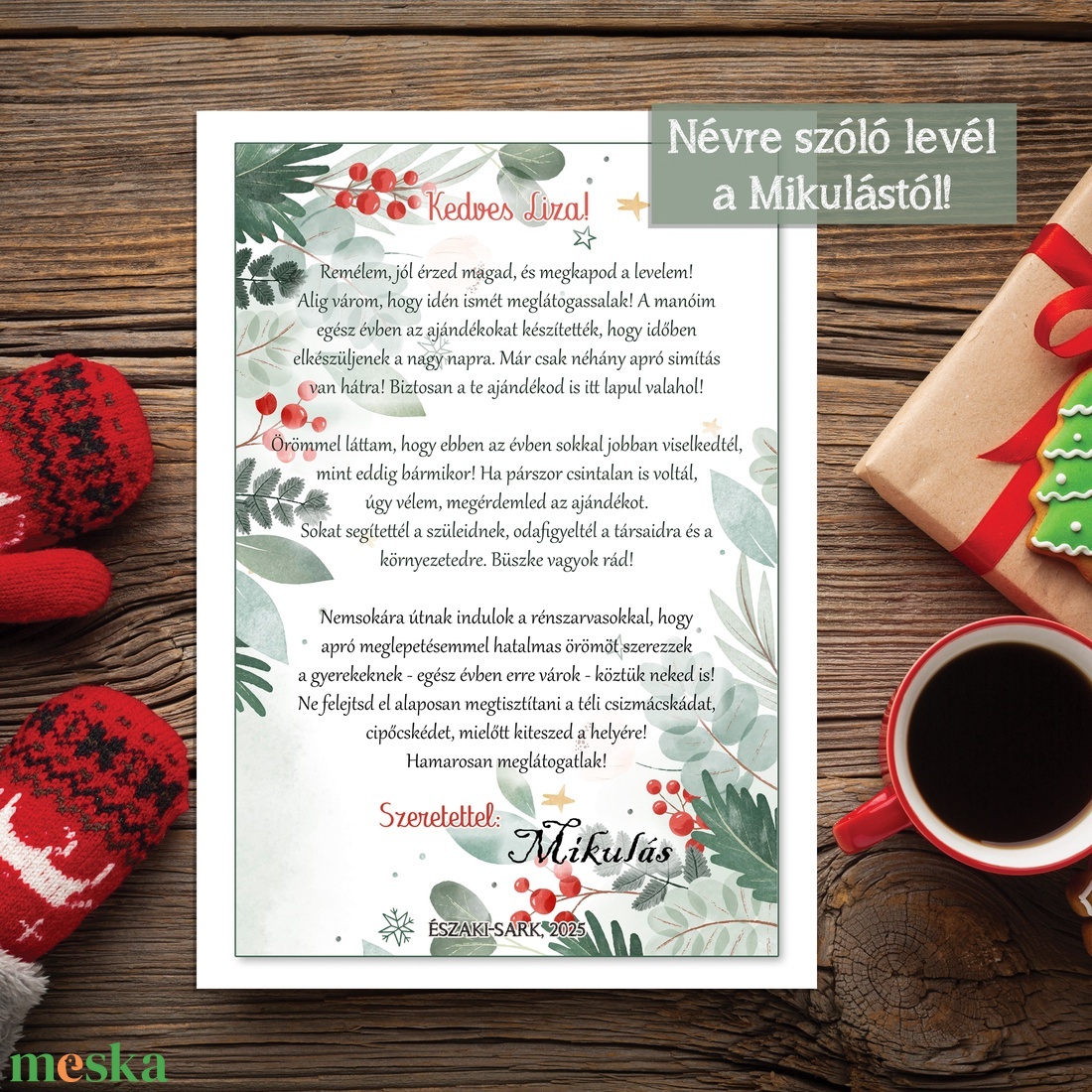 Aranyos levél a Mikulástól - névre szólóan (digitális kép vagy levélpapírra nyomtatva A/4-es méretben) - karácsony - mikulás - mikulás ajándékok - Meska.hu