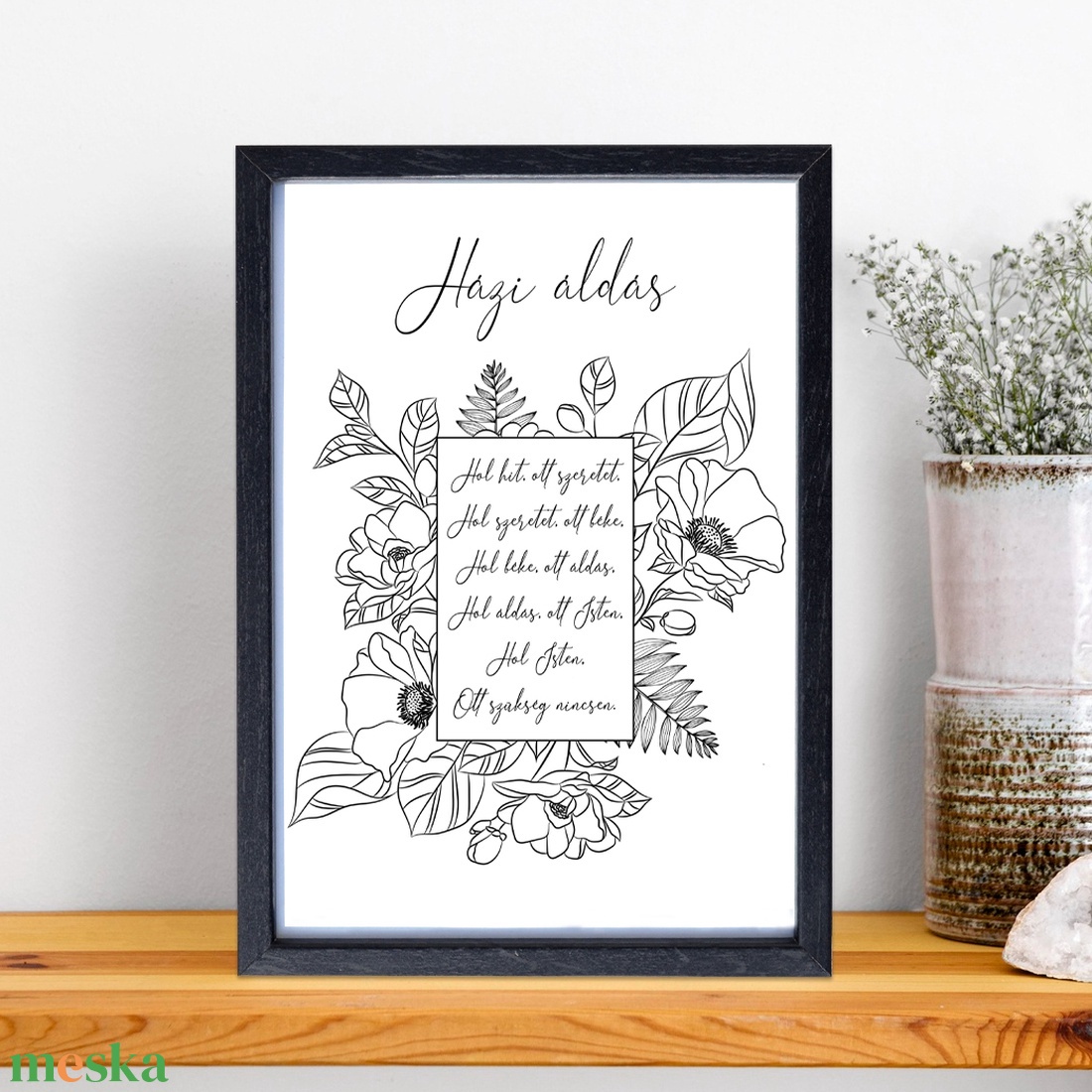 Fekete-fehér Házi áldás dekor print A/4-es méretben - színes vagy matt fotópapíron - akár keretezve - otthon & életmód - vallás - házi áldás - Meska.hu