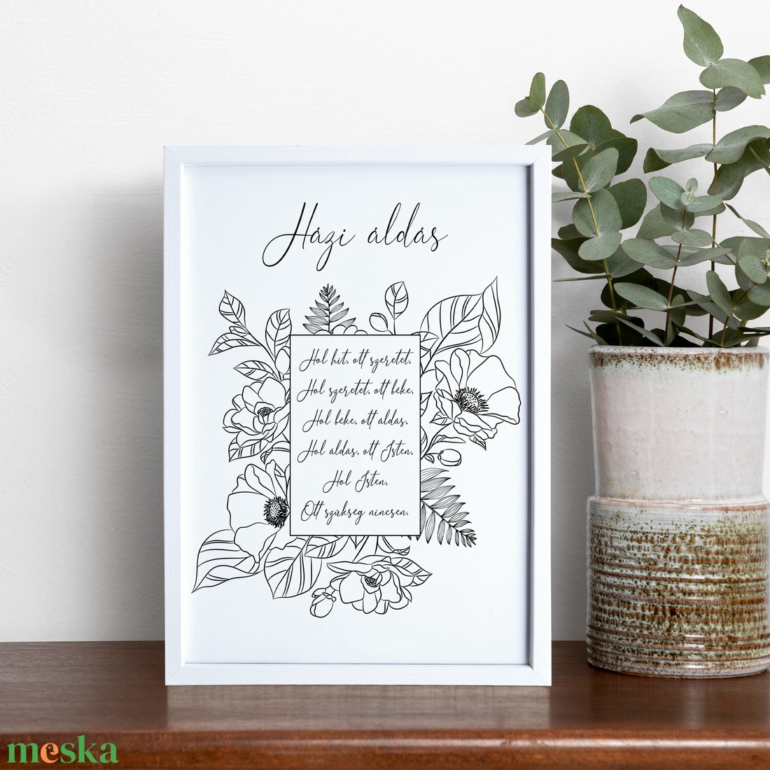 Fekete-fehér Házi áldás dekor print A/4-es méretben - színes vagy matt fotópapíron - akár keretezve - otthon & életmód - vallás - házi áldás - Meska.hu