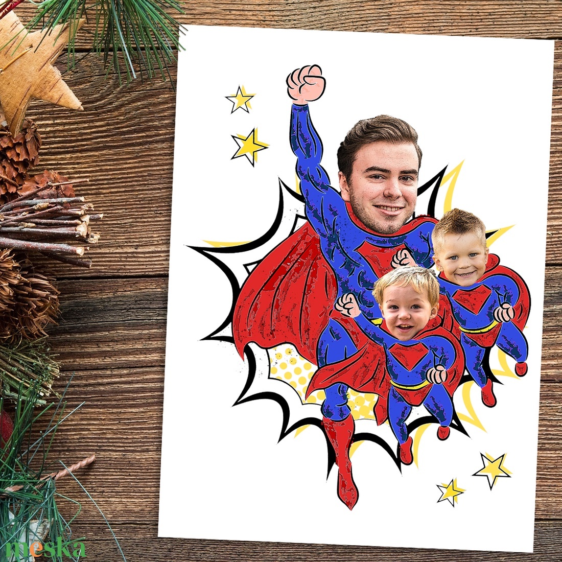 Szuperapa! Szuperhősös grafika apának fotópapíron (A/4) szerkeszthető ajándék - művészet - grafika & illusztráció - digitális - Meska.hu