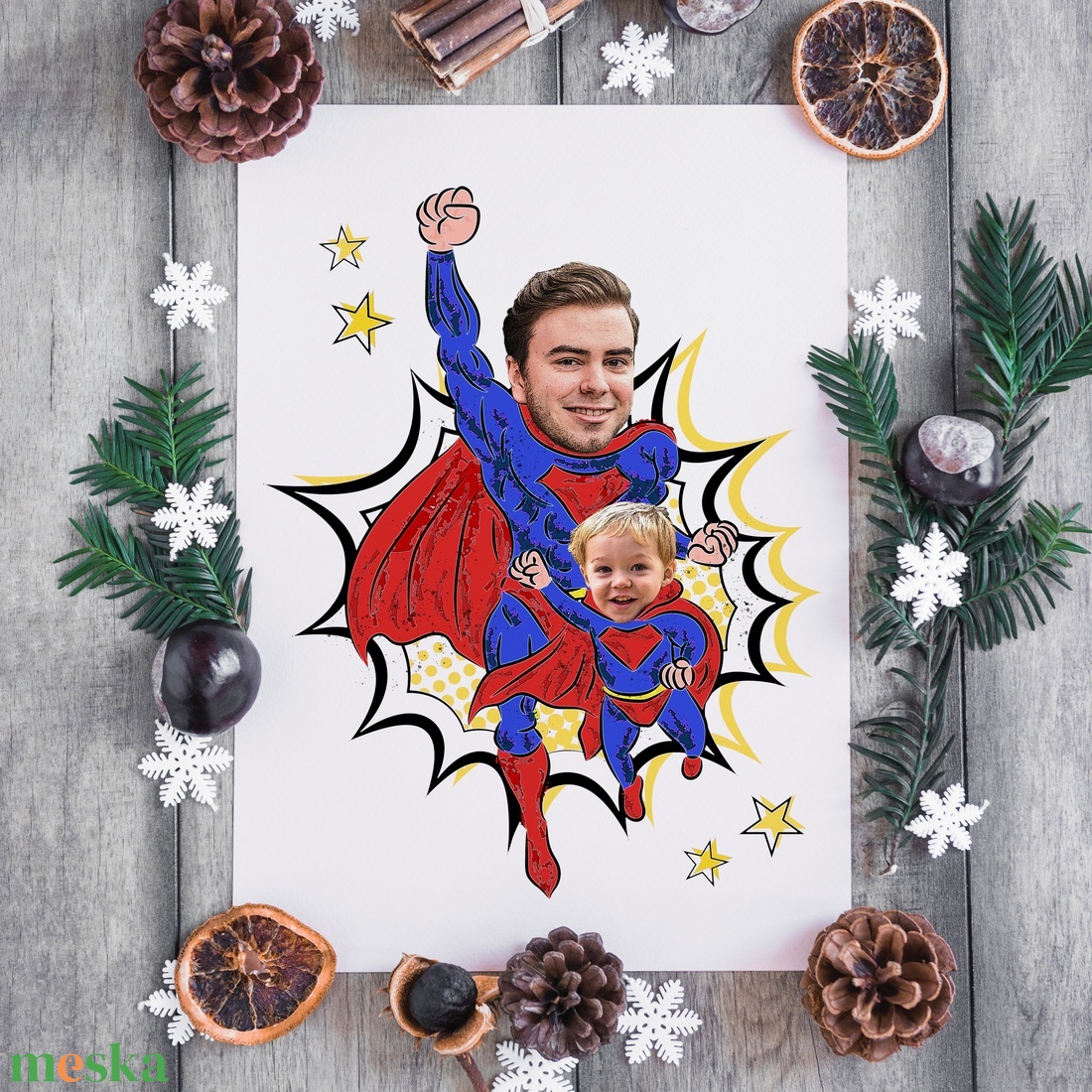 Szuperapa! Szuperhősös grafika apának fotópapíron (A/4) szerkeszthető ajándék - művészet - grafika & illusztráció - digitális - Meska.hu